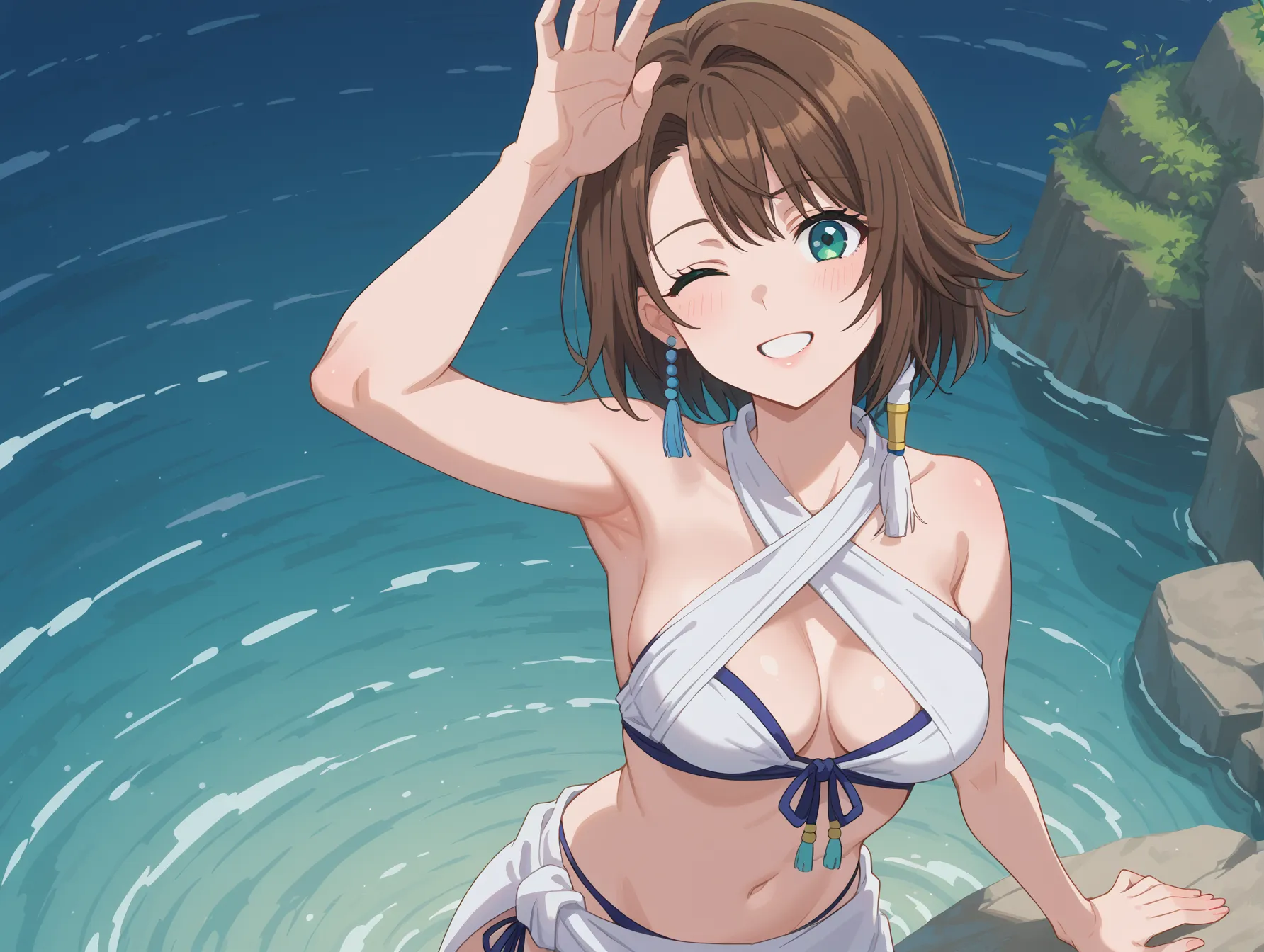 FinalFantasyXに登場する和装とセクシーな身体が似合うユウナのAI画像400枚！の4枚目の画像です。
