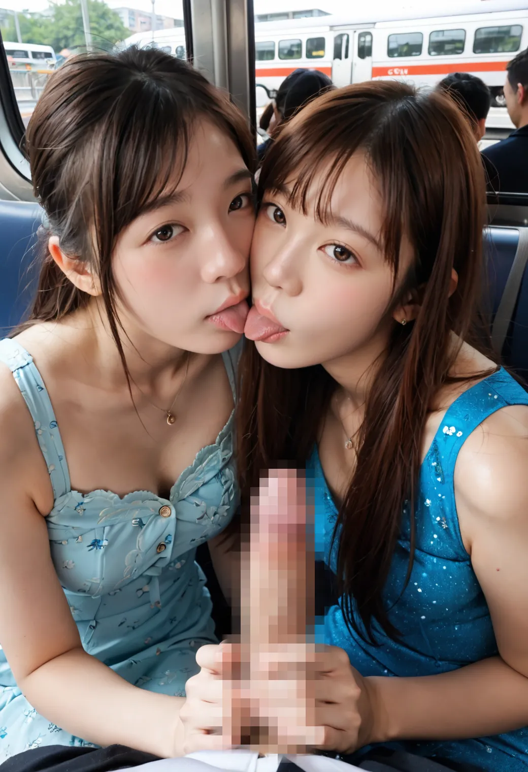 美女達が所かまわずペニスを咥えまくり？！精液をぶっかけられた顔もエッチなAI画像360枚！(7ページ目) 7 image