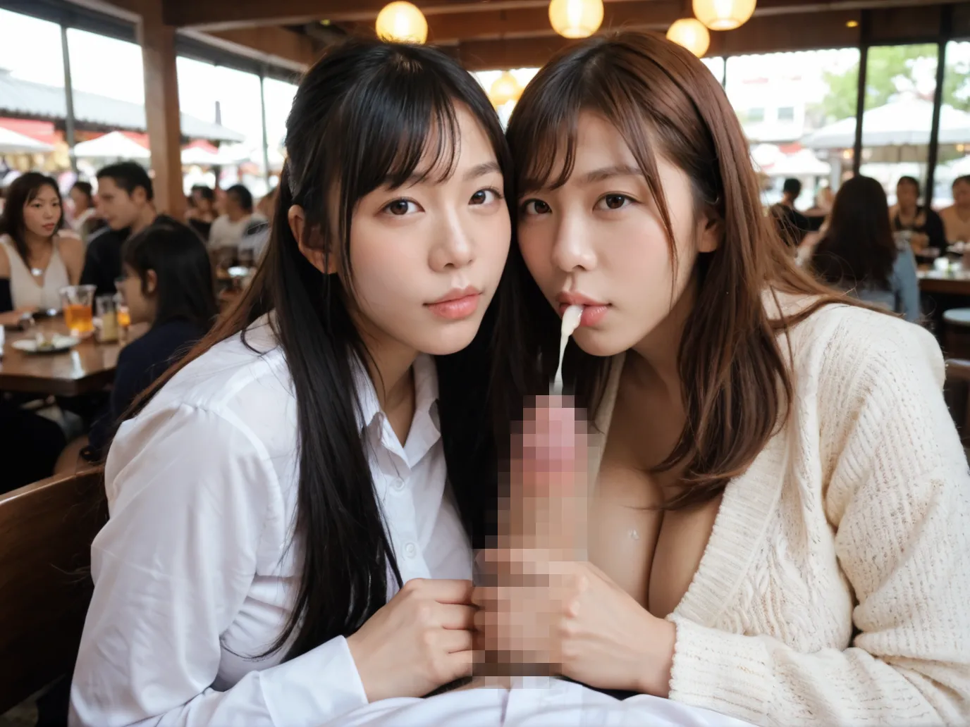 美女達が所かまわずペニスを咥えまくり？！精液をぶっかけられた顔もエッチなAI画像360枚！(3ページ目) 24枚目の画像です。