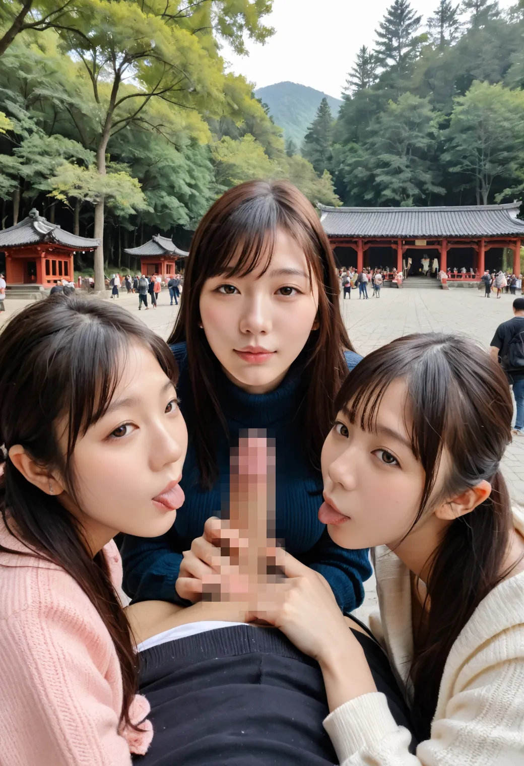 美女達が所かまわずペニスを咥えまくり？！精液をぶっかけられた顔もエッチなAI画像360枚！(3ページ目) 25枚目の画像です。