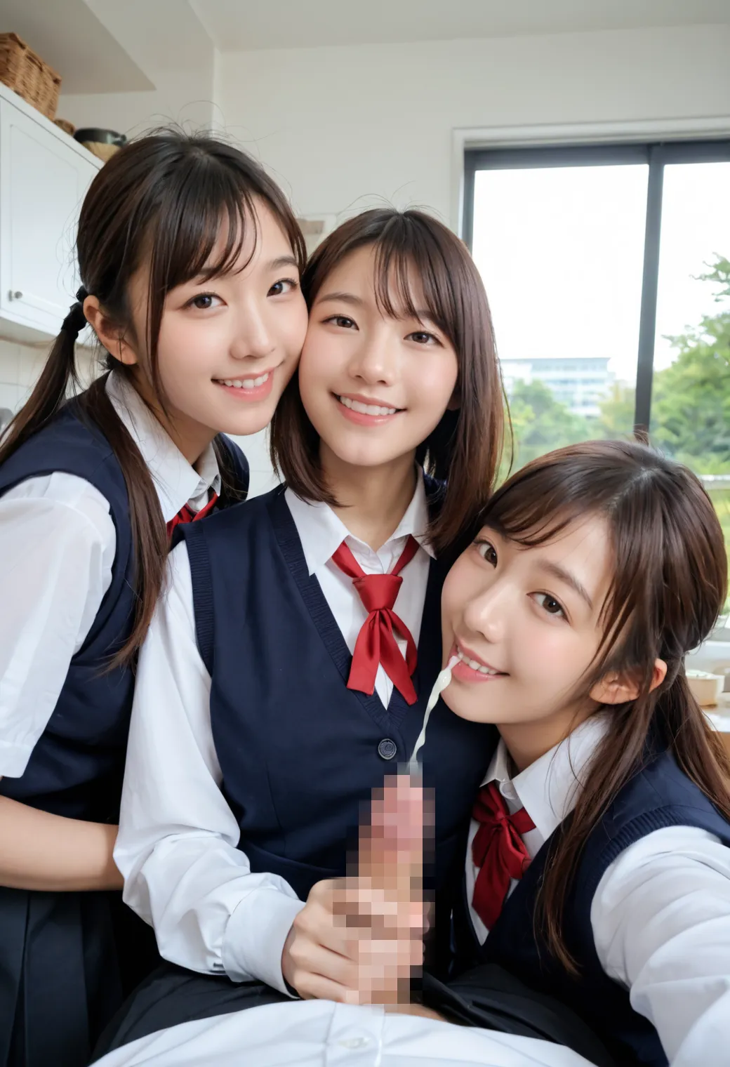 女子校生たちとセックスしまくり？！フェラチオや乱交等とにかく男(チンポ)との絡み重視のAI画像320枚！の37枚目の画像です。