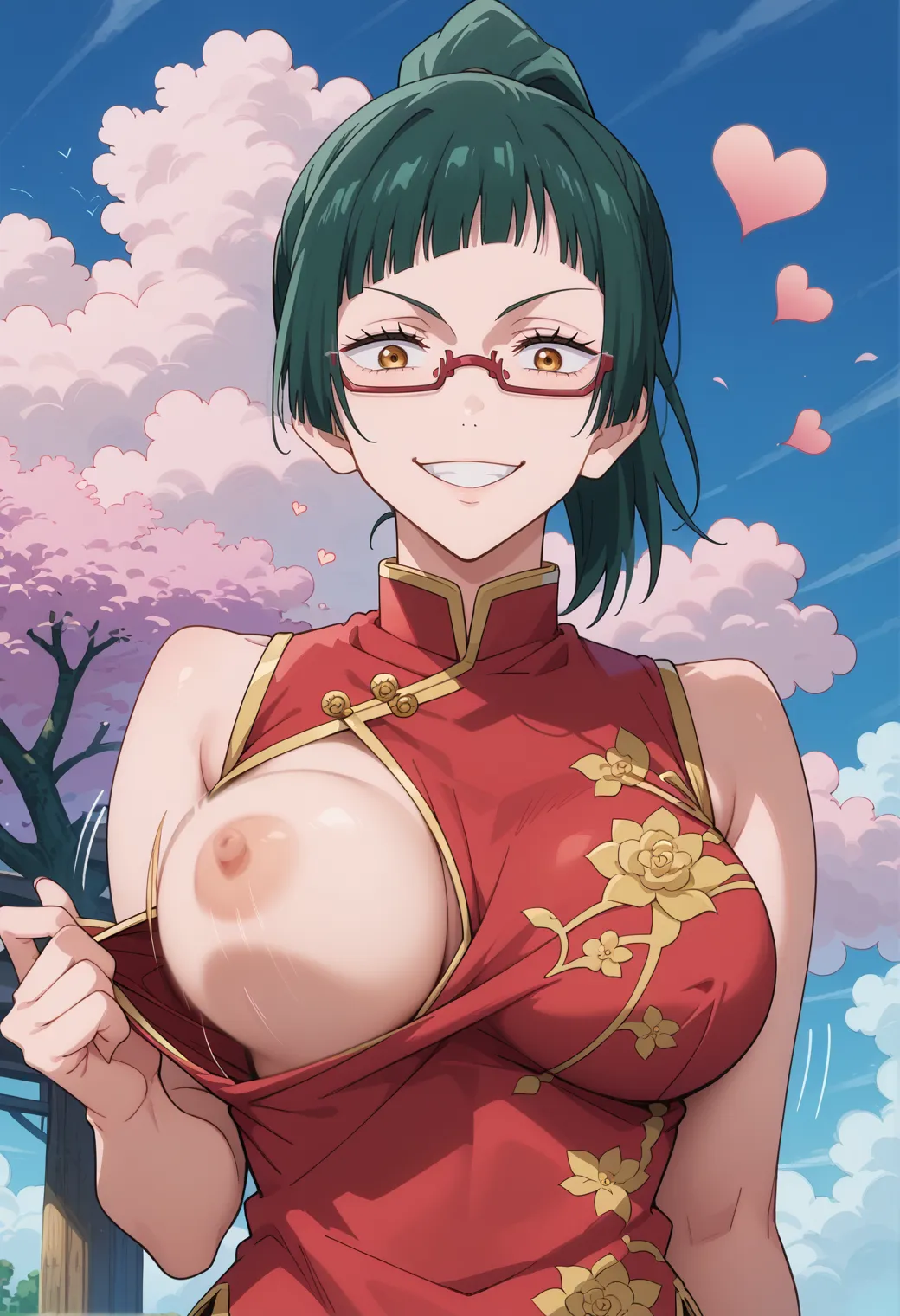 呪術廻戦に登場する美人でポニーテールと眼鏡が特徴な真希ちゃんのAI画像400枚！(5ページ目)の38枚目の画像です。