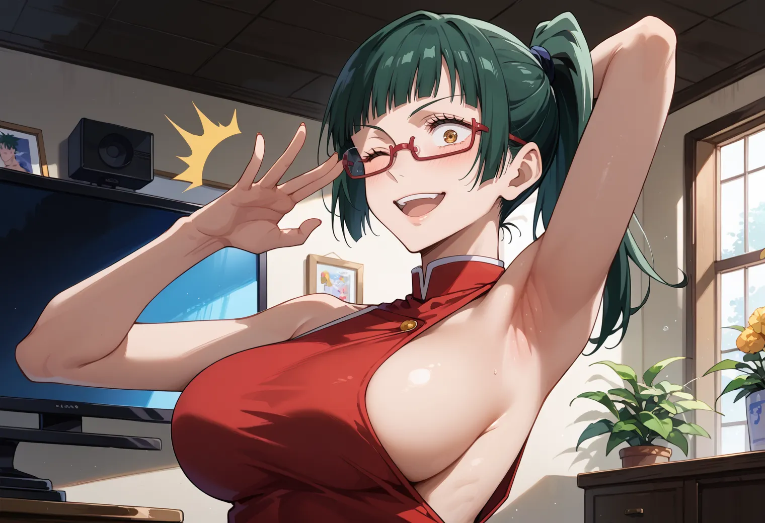 呪術廻戦に登場する美人でポニーテールと眼鏡が特徴な真希ちゃんのAI画像400枚！(2ページ目)の5枚目の画像です。