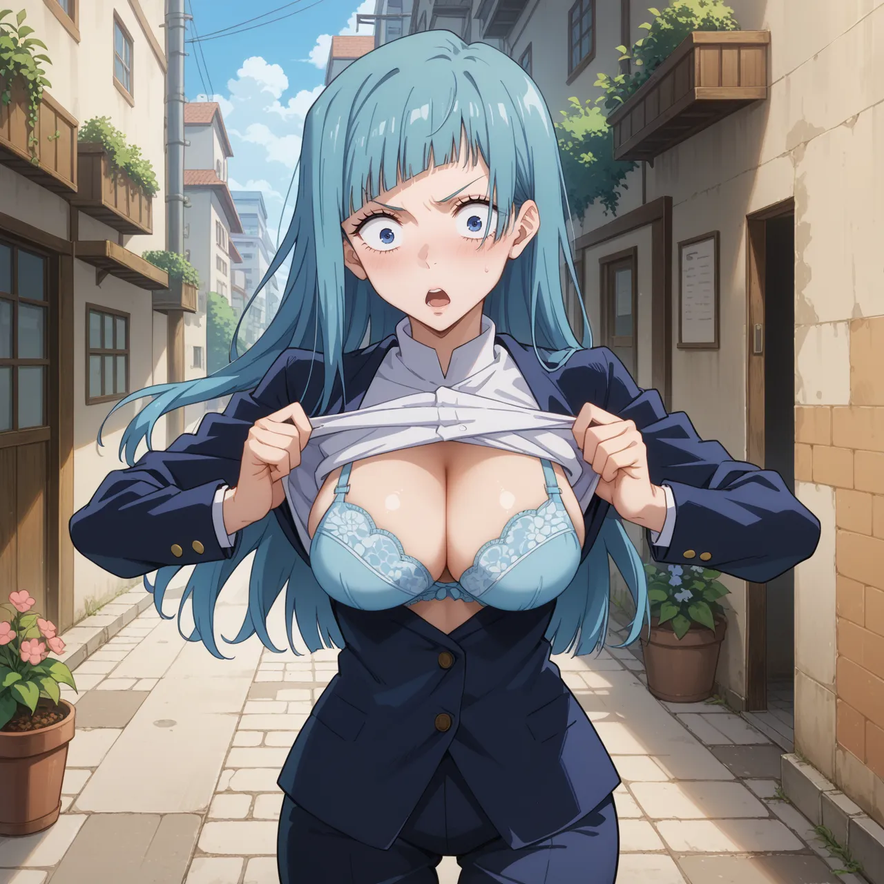 呪術廻戦に登場する真のヒロイン？！青い髪が特徴な霞ちゃんのAI画像450枚！(11ページ目)の31枚目の画像です。
