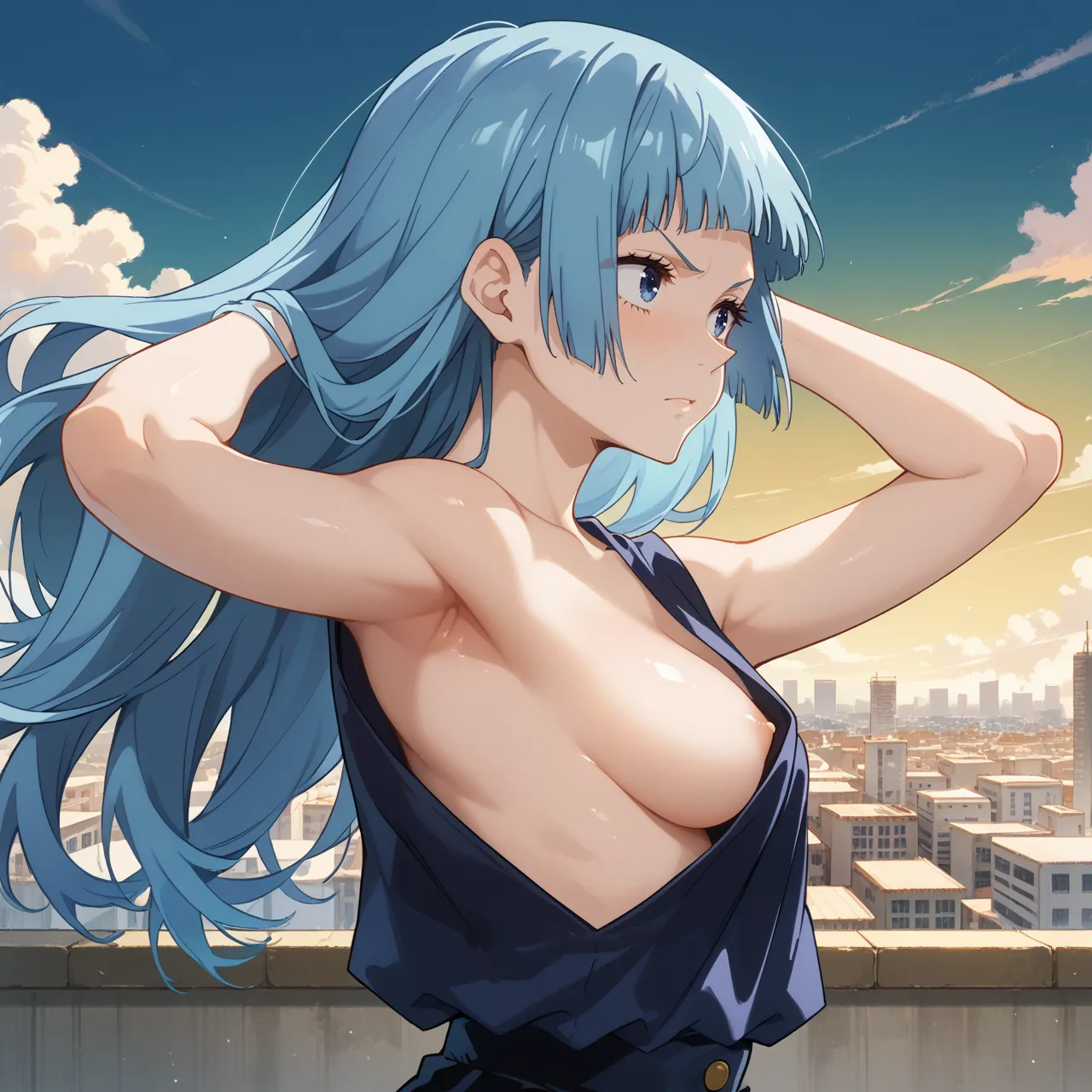 呪術廻戦に登場する真のヒロイン？！青い髪が特徴な霞ちゃんのAI画像450枚！(9ページ目)の19枚目の画像です。