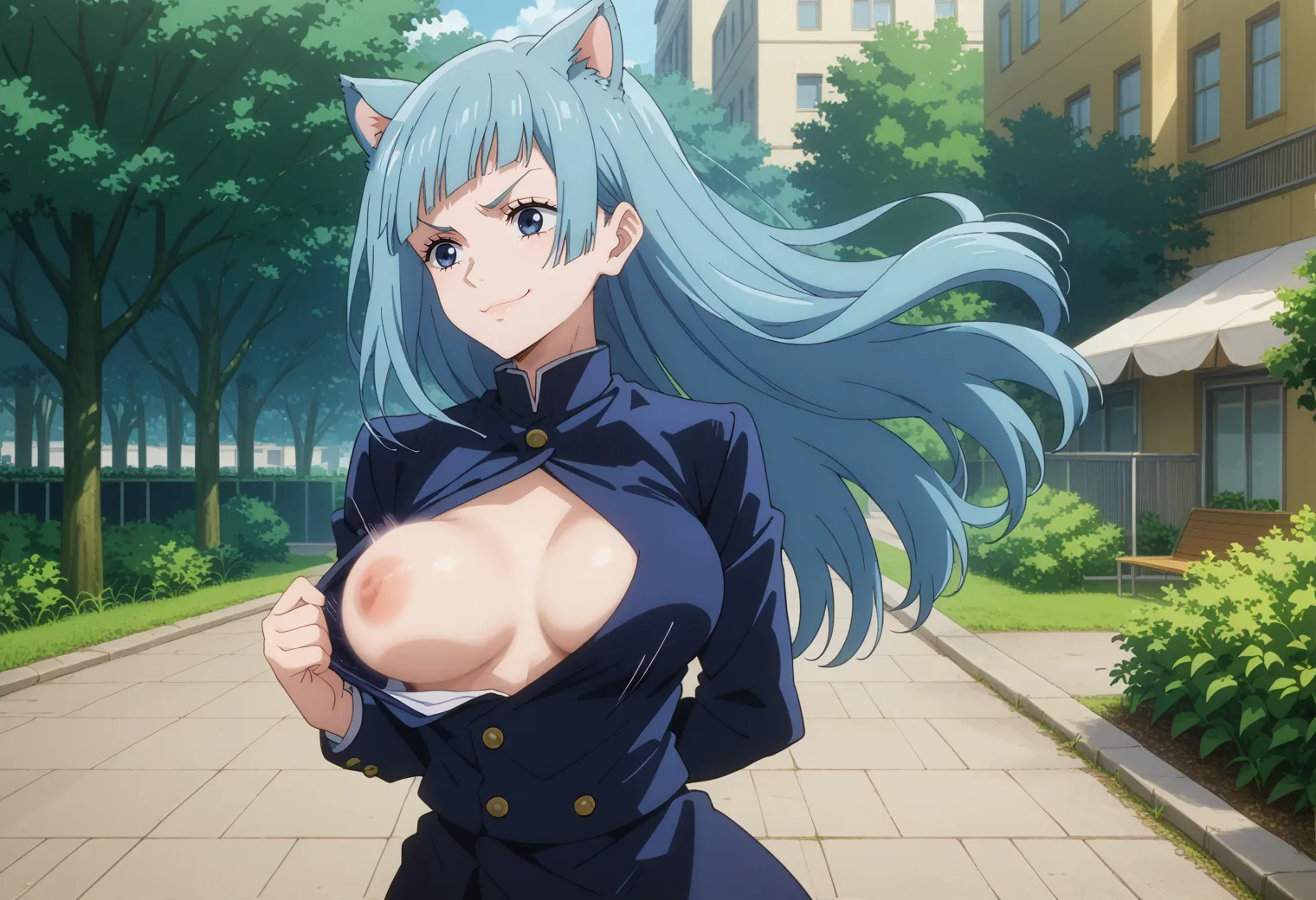呪術廻戦に登場する真のヒロイン？！青い髪が特徴な霞ちゃんのAI画像450枚！(4ページ目)の16枚目の画像です。