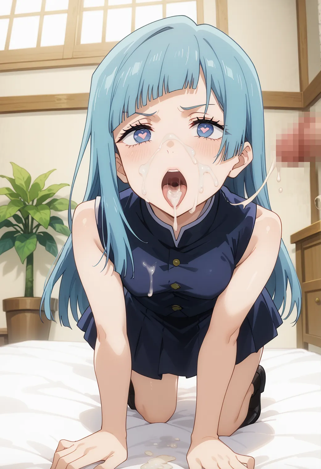 呪術廻戦に登場する真のヒロイン？！青い髪が特徴な霞ちゃんのAI画像450枚！(2ページ目)の21枚目の画像です。