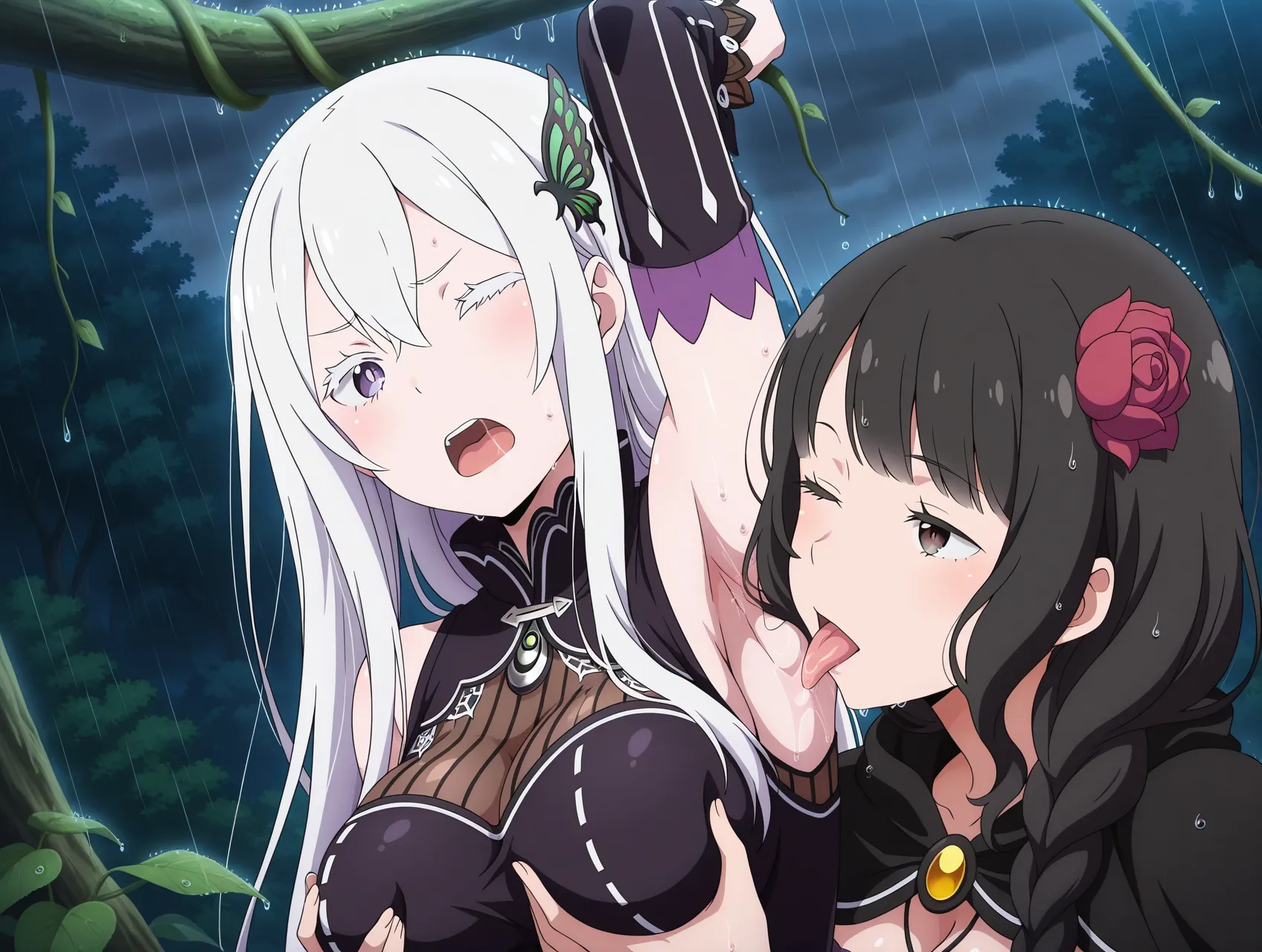 異世界転生系で人気なアニメの女の子キャラ同士でエッチしているAI画像409枚！の34枚目の画像です。