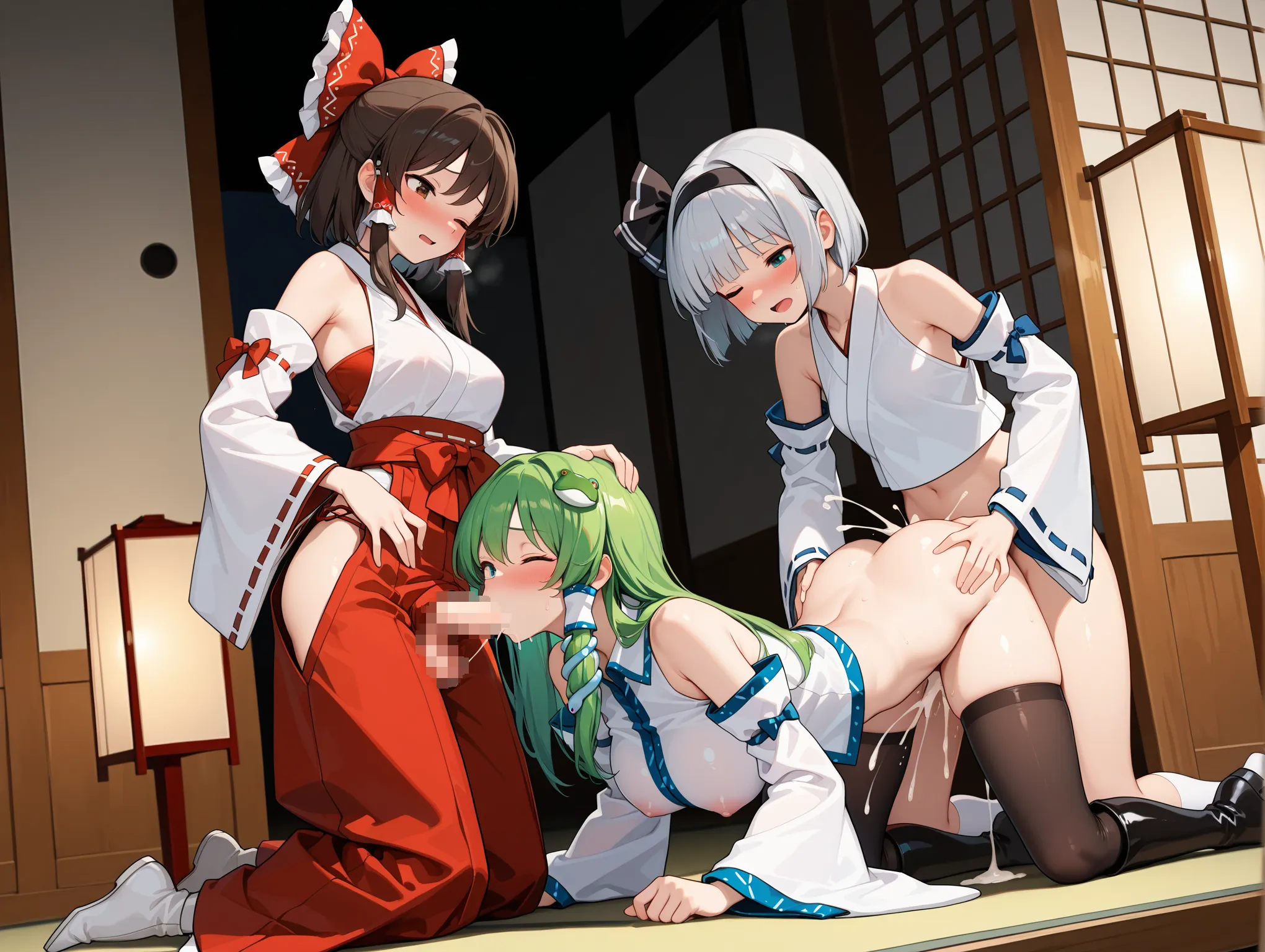 チンポが生えた女の子同士で百合セックスしているエッチなAI画像115枚！(3PVer.)(3ページ目)の4枚目の画像です。