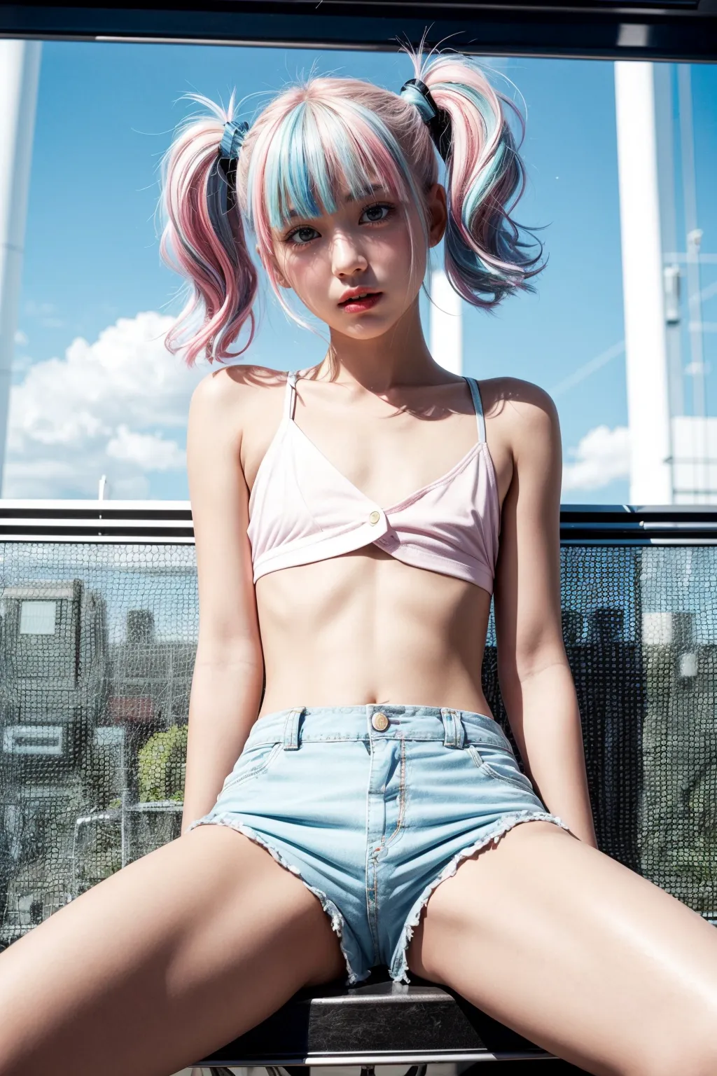 短いズボンを履いたエッチな女子たちの『太もも』や『尻』を眺めるAIエロ画像191枚まとめ！(3ページ目)の11枚目の画像です。
