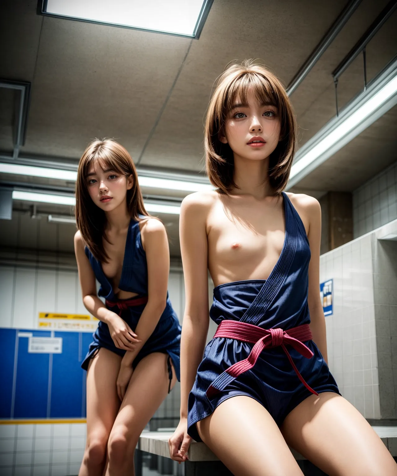武道を習うJKが真剣な表情でおっぱいやおまんこがポロリまくり！ｗｗなAIエロ画像210枚まとめ！(4ページ目) 37枚目の画像です。