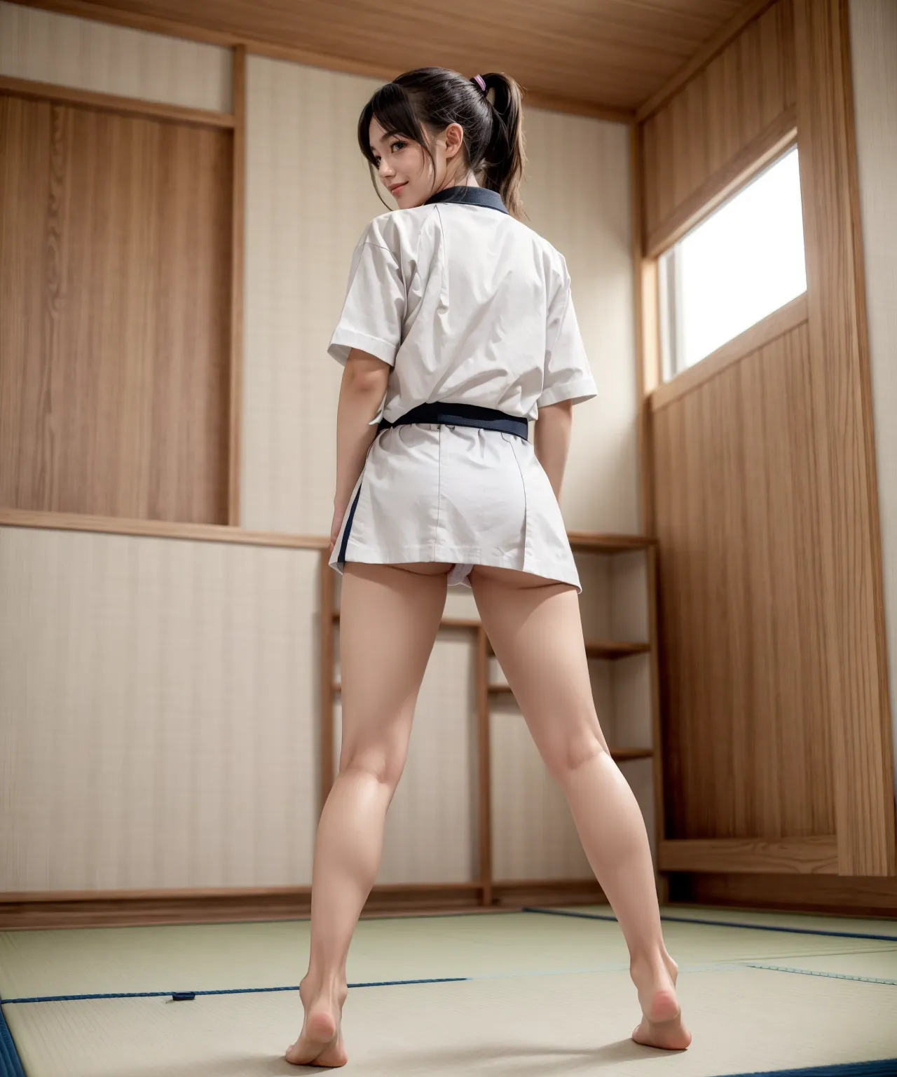 武道を習うJKが真剣な表情でおっぱいやおまんこがポロリまくり！ｗｗなAIエロ画像210枚まとめ！(6ページ目) 8枚目の画像です。