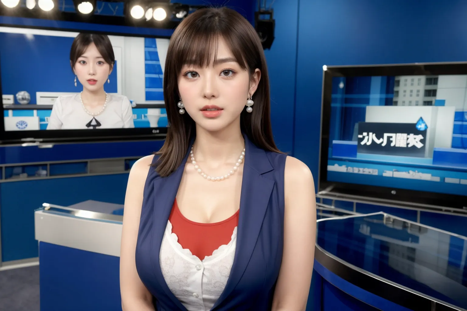 ガチ傑作！！美人ニュースキャスターがヤバい放送事故を起こした結果ｗｗ見ないと絶対損するAIエロ画像300枚まとめ！(5ページ目) 33 image