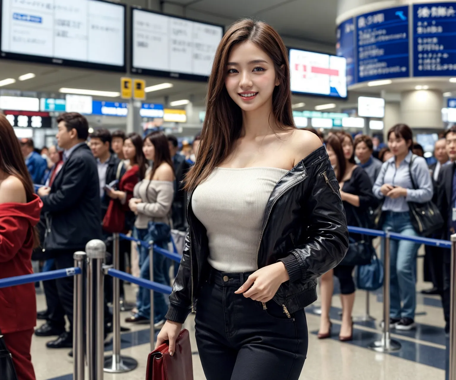 「あれ？もしかしてあの女性…ブラジャー着てない？！」服の上から乳首が丸わかりなAIエロ画像300枚まとめ！(7ページ目)の4枚目の画像です。
