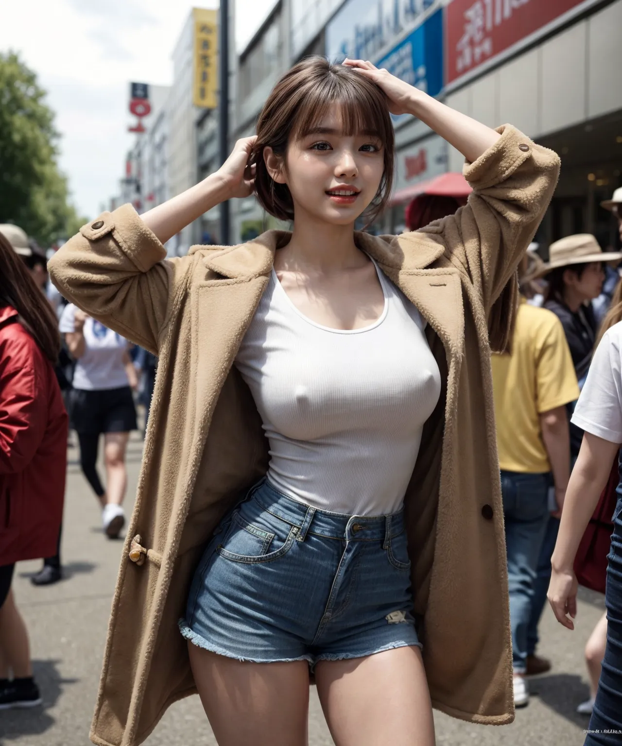 「あれ？もしかしてあの女性…ブラジャー着てない？！」服の上から乳首が丸わかりなAIエロ画像300枚まとめ！(7ページ目)の11枚目の画像です。