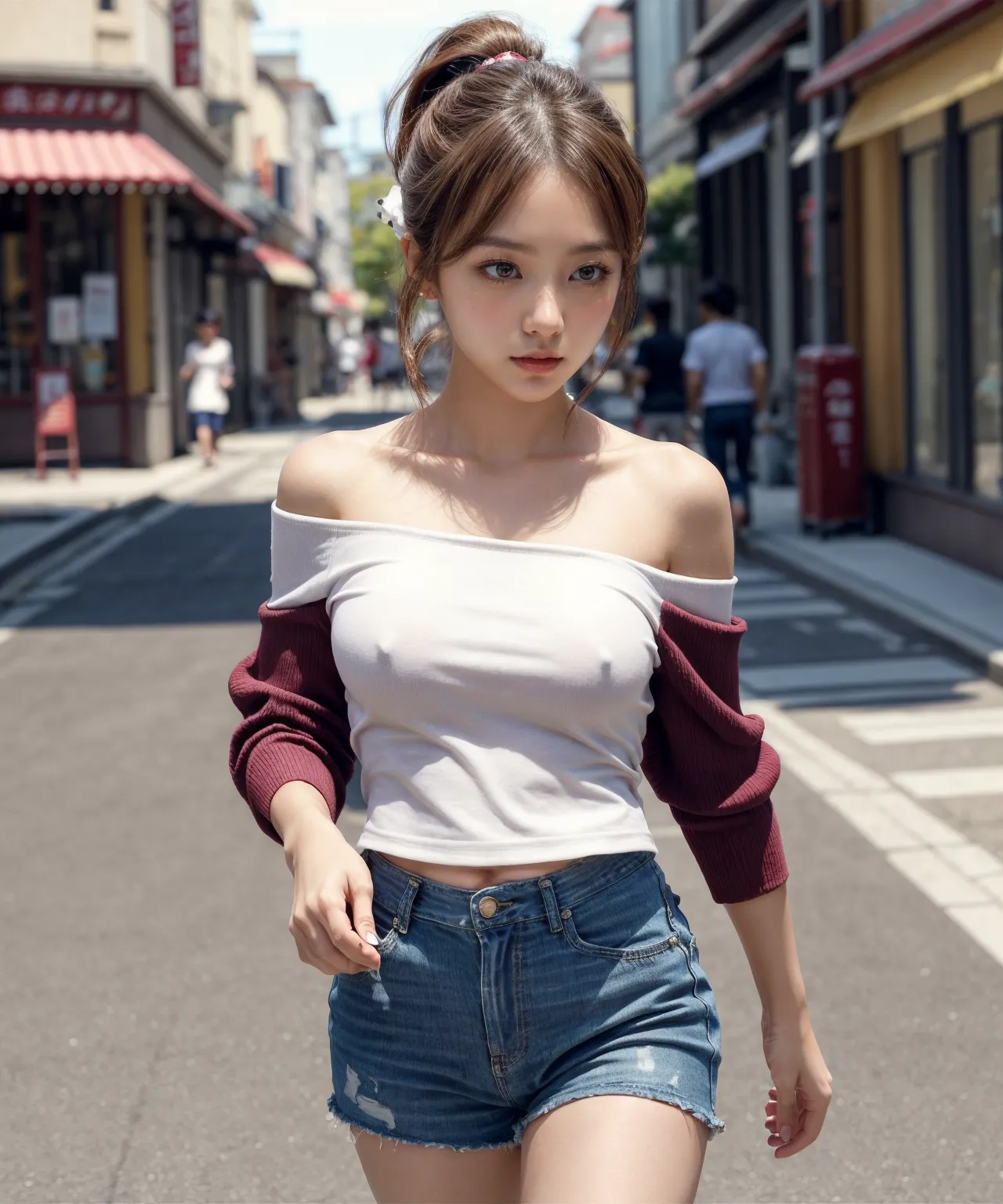 「あれ？もしかしてあの女性…ブラジャー着てない？！」服の上から乳首が丸わかりなAIエロ画像300枚まとめ！(7ページ目)の15枚目の画像です。