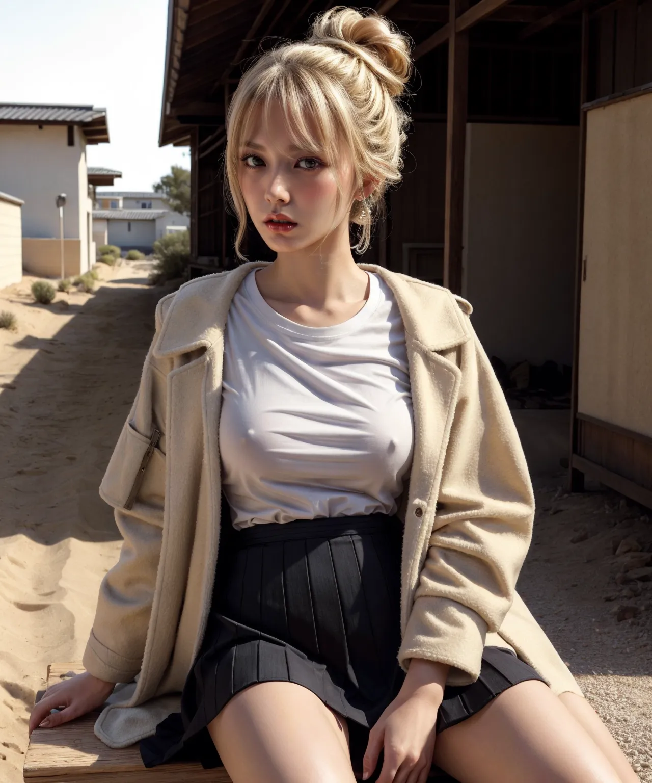 「あれ？もしかしてあの女性…ブラジャー着てない？！」服の上から乳首が丸わかりなAIエロ画像300枚まとめ！(7ページ目)の35枚目の画像です。