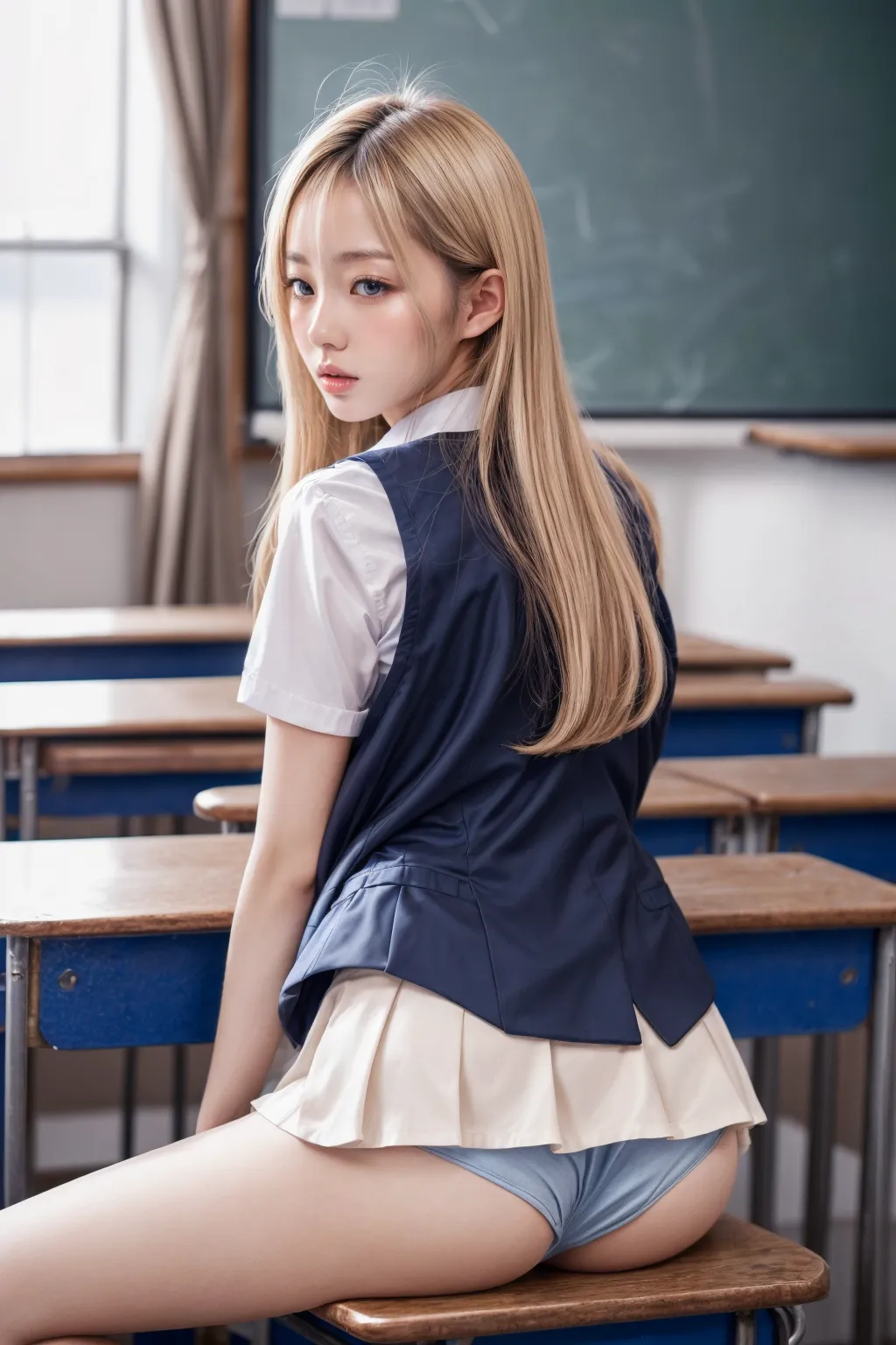 SSS級美少女JKたちが自慢の制服や運動着を着たままエッチな撮影！？AIエロ画像300枚まとめ！の7枚目の画像です。