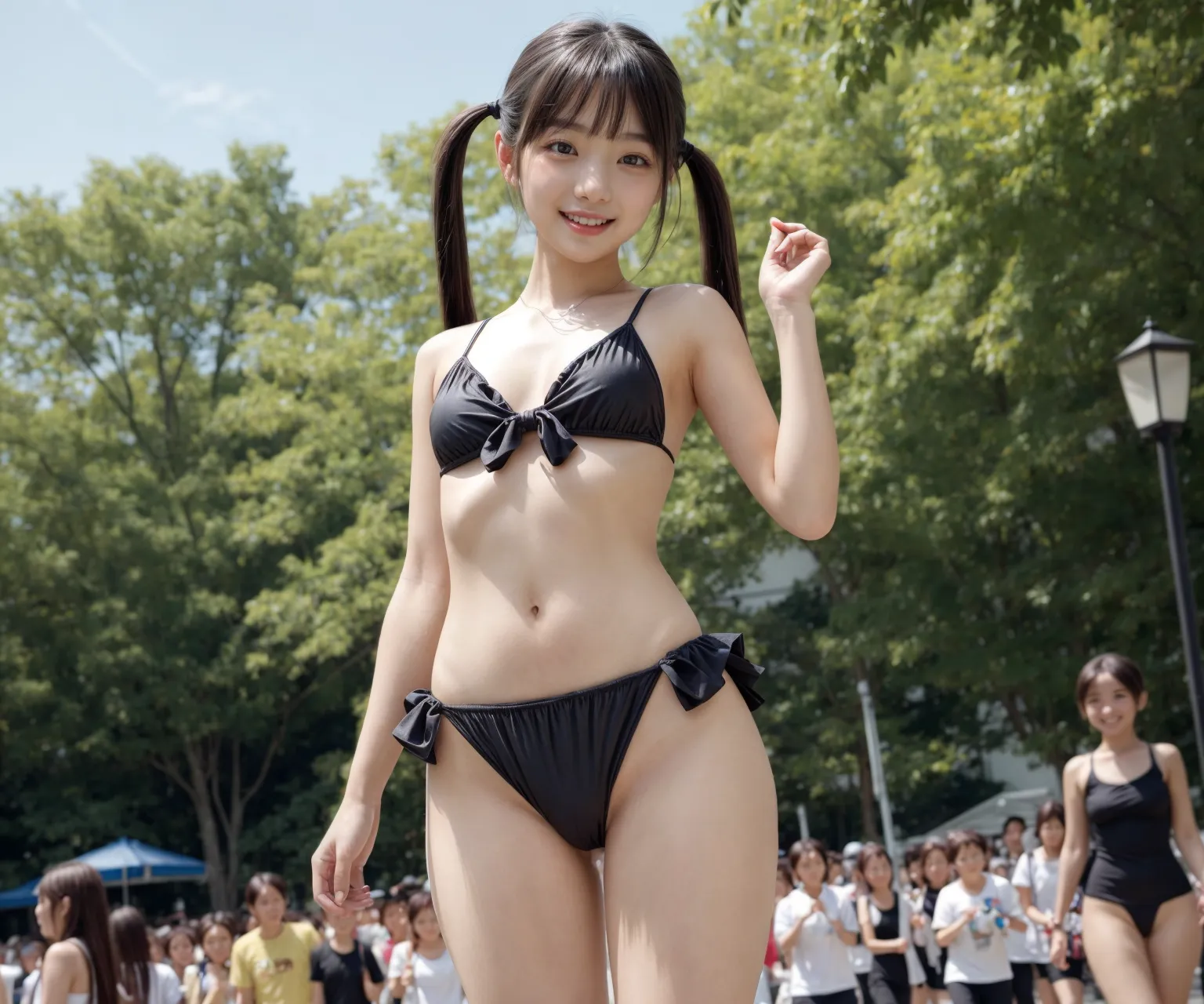 「えっとぉ～こ～ゆうのがぁ～好きなんでしょ？♥️♥️♥️」野外や人前で脱いじゃうエッチな童顔貧乳女子たちのAIエロ画像400枚まとめ！(4ページ目)の33枚目の画像です。