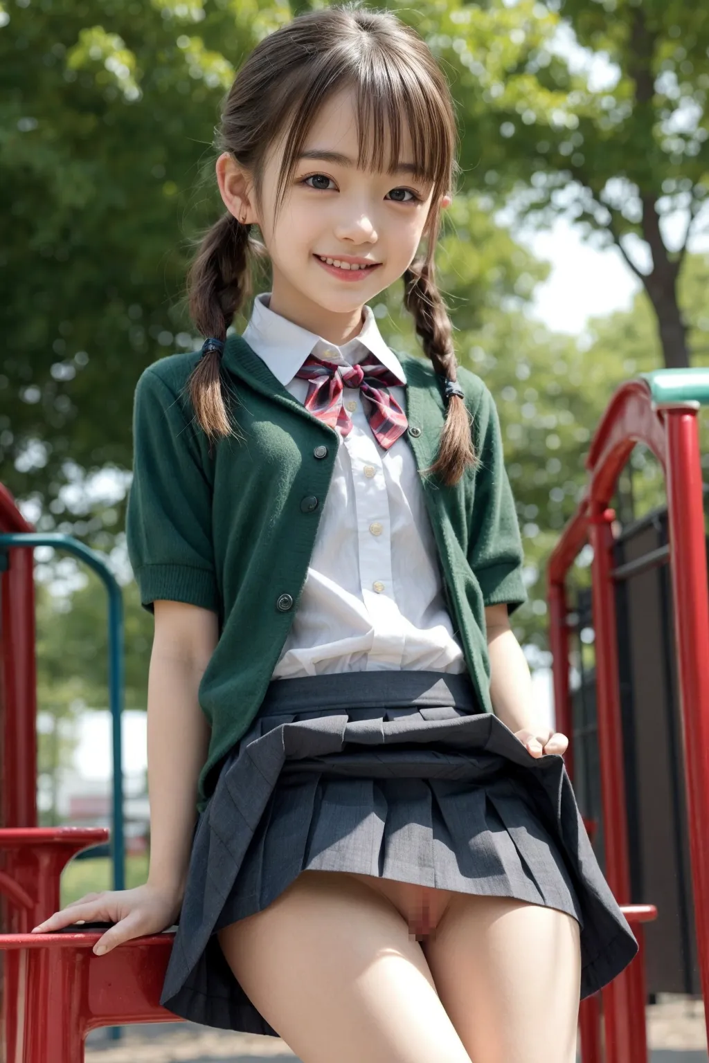 「えっとぉ～こ～ゆうのがぁ～好きなんでしょ？♥️♥️♥️」野外や人前で脱いじゃうエッチな童顔貧乳女子たちのAIエロ画像400枚まとめ！(4ページ目)の40枚目の画像です。