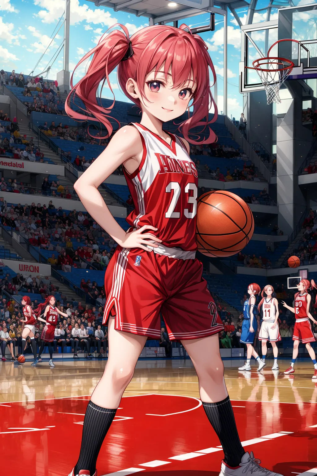 腋！横乳！お尻！エッチな美少女女子バスケプレイヤーたちのAIエロ画像247枚まとめ！(4ページ目)の27枚目の画像です。