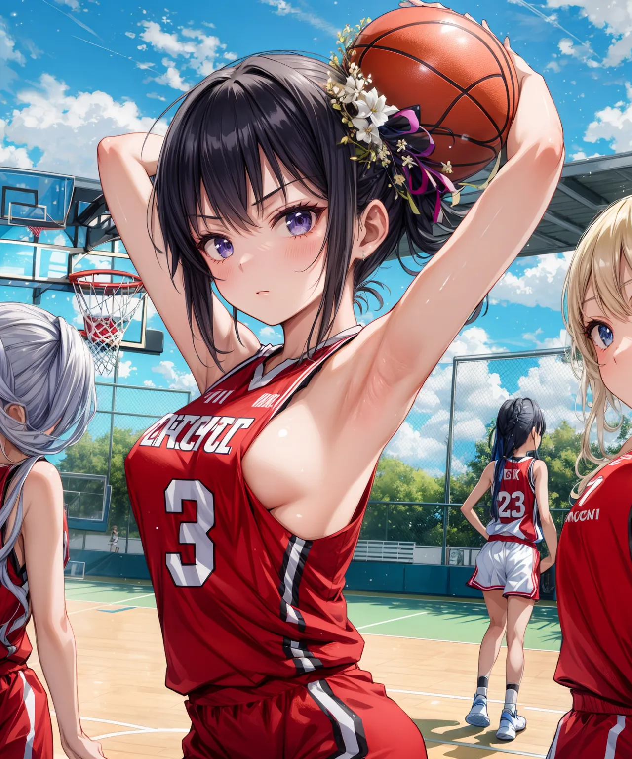 腋！横乳！お尻！エッチな美少女女子バスケプレイヤーたちのAIエロ画像247枚まとめ！(4ページ目)の29枚目の画像です。