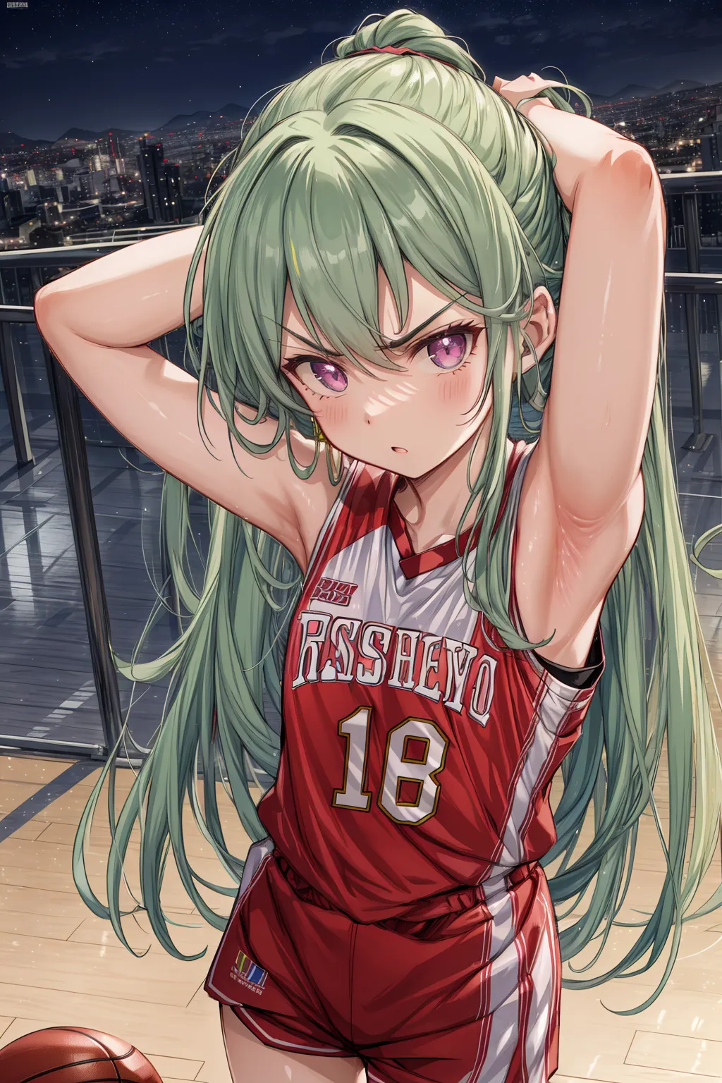 腋！横乳！お尻！エッチな美少女女子バスケプレイヤーたちのAIエロ画像247枚まとめ！(5ページ目)の11枚目の画像です。