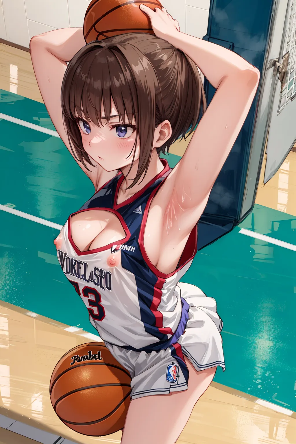 腋！横乳！お尻！エッチな美少女女子バスケプレイヤーたちのAIエロ画像247枚まとめ！(5ページ目)の34枚目の画像です。