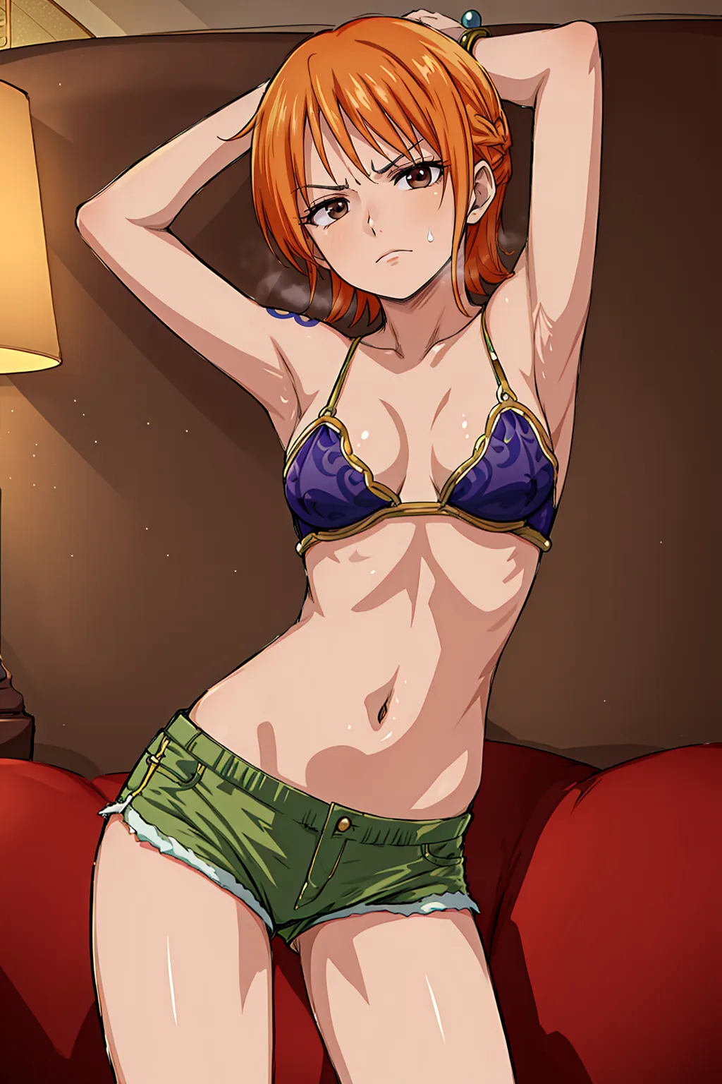 あの有名女海賊ナミさんの少女時代から成長後のエッチなイラストを詰め合わせたAIエロ画像260枚まとめ！(4ページ目)の9枚目の画像です。