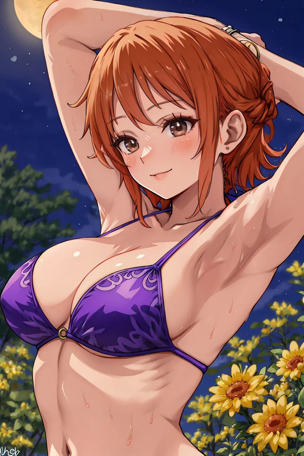 あの有名女海賊ナミさんの少女時代から成長後のエッチなイラストを詰め合わせたAIエロ画像260枚まとめ！(5ページ目)の9枚目の画像です。