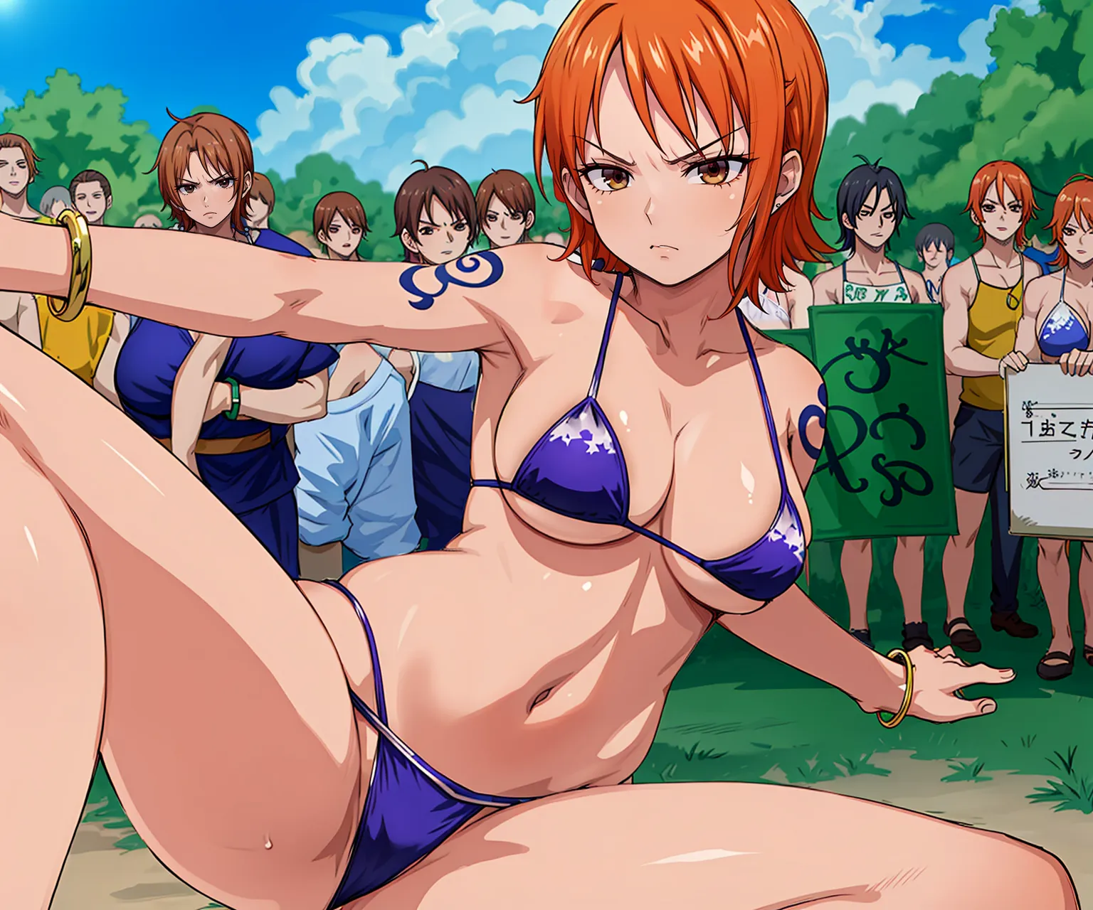 あの有名女海賊ナミさんの少女時代から成長後のエッチなイラストを詰め合わせたAIエロ画像260枚まとめ！(7ページ目)の3枚目の画像です。
