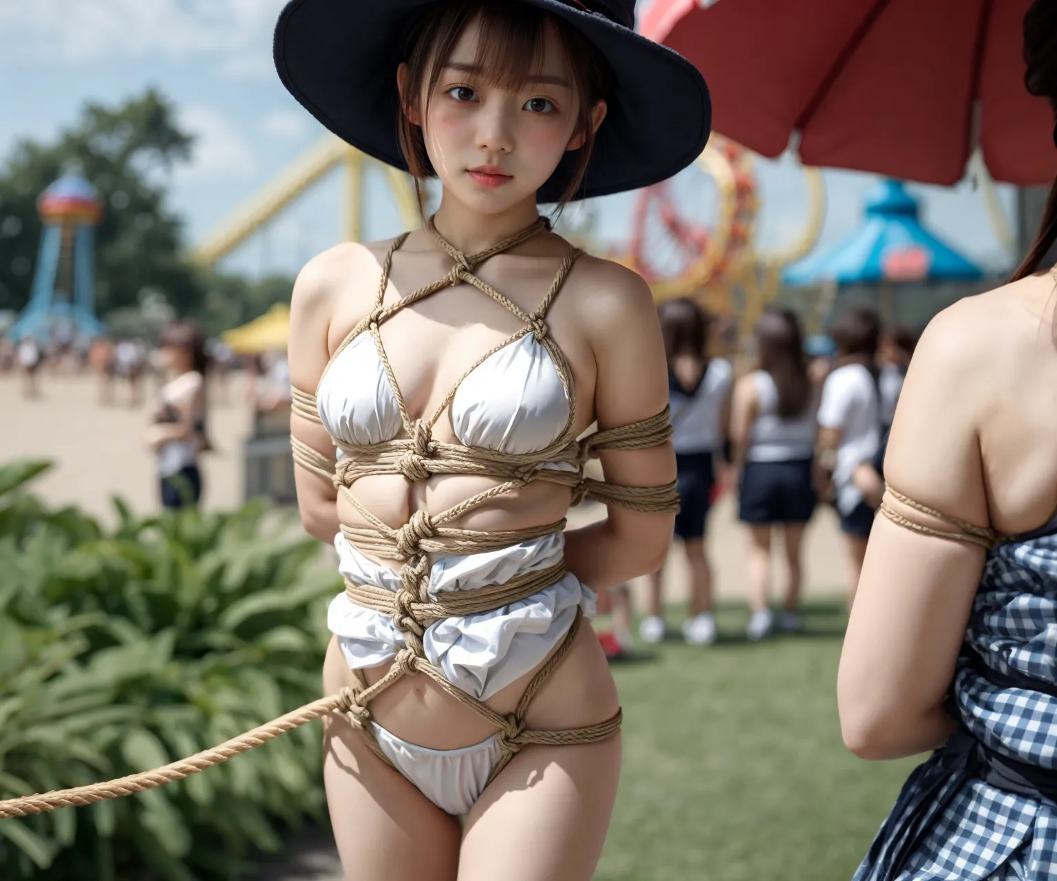 「可愛かったのでつい縛ってしまった。と、容疑者は供述しており…」小柄な美少女たちが拘束されているAIエロ画像364枚まとめ！(5ページ目)の3枚目の画像です。