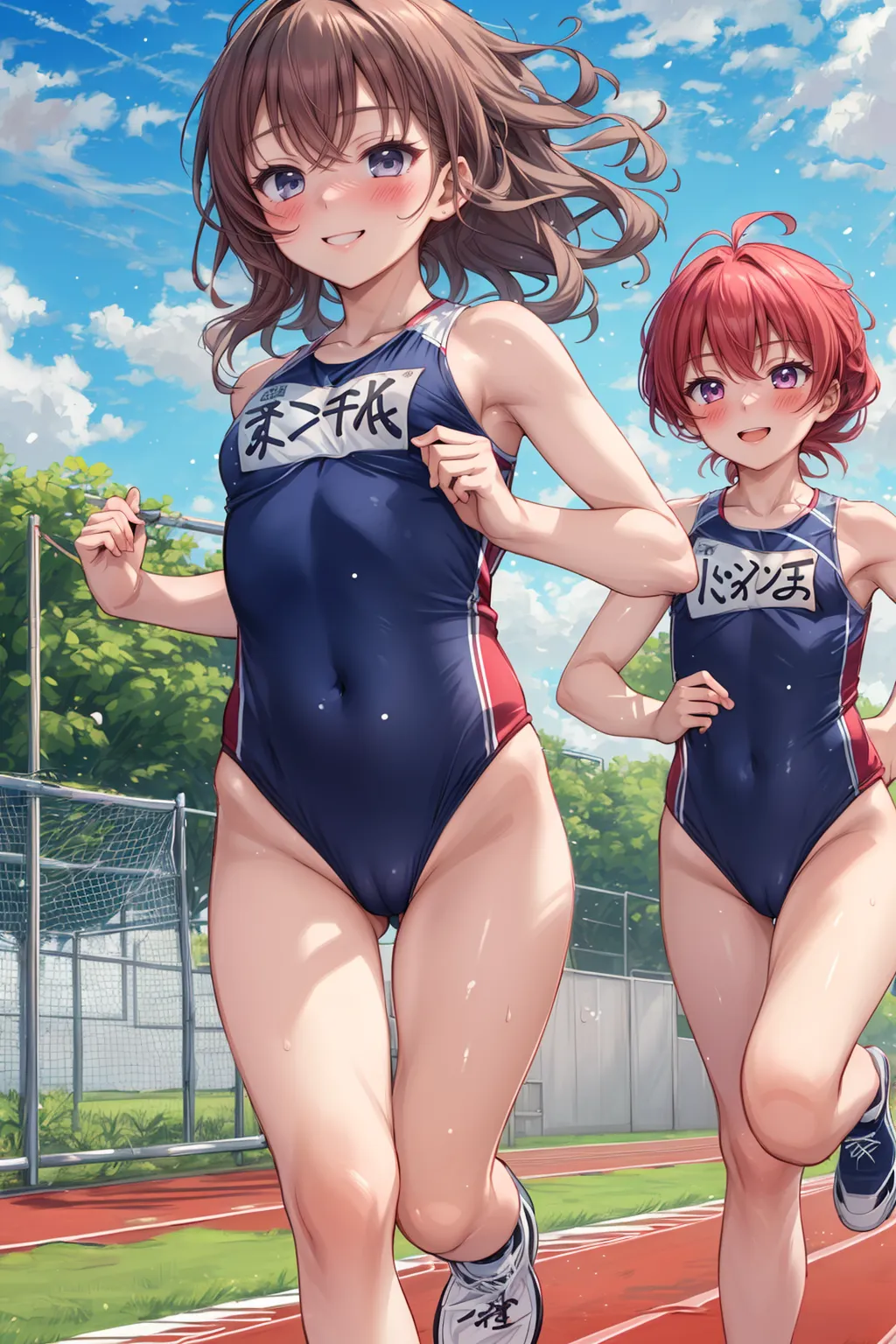 運動場やトラックの上で汗を流すエッチな美少女アスリートたちのAIエロ画像213枚まとめ！ 17枚目の画像です。