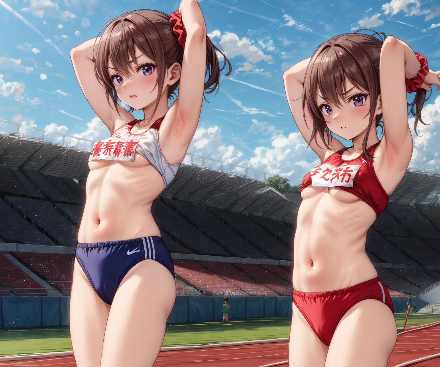 運動場やトラックの上で汗を流すエッチな美少女アスリートたちのAIエロ画像213枚まとめ！(3ページ目) 22枚目の画像です。