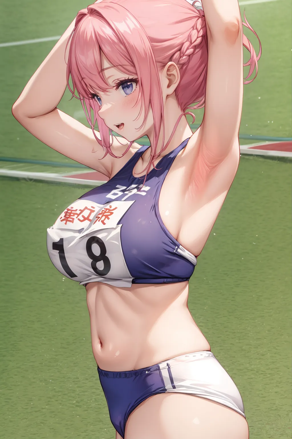 運動場やトラックの上で汗を流すエッチな美少女アスリートたちのAIエロ画像213枚まとめ！(3ページ目) 37枚目の画像です。