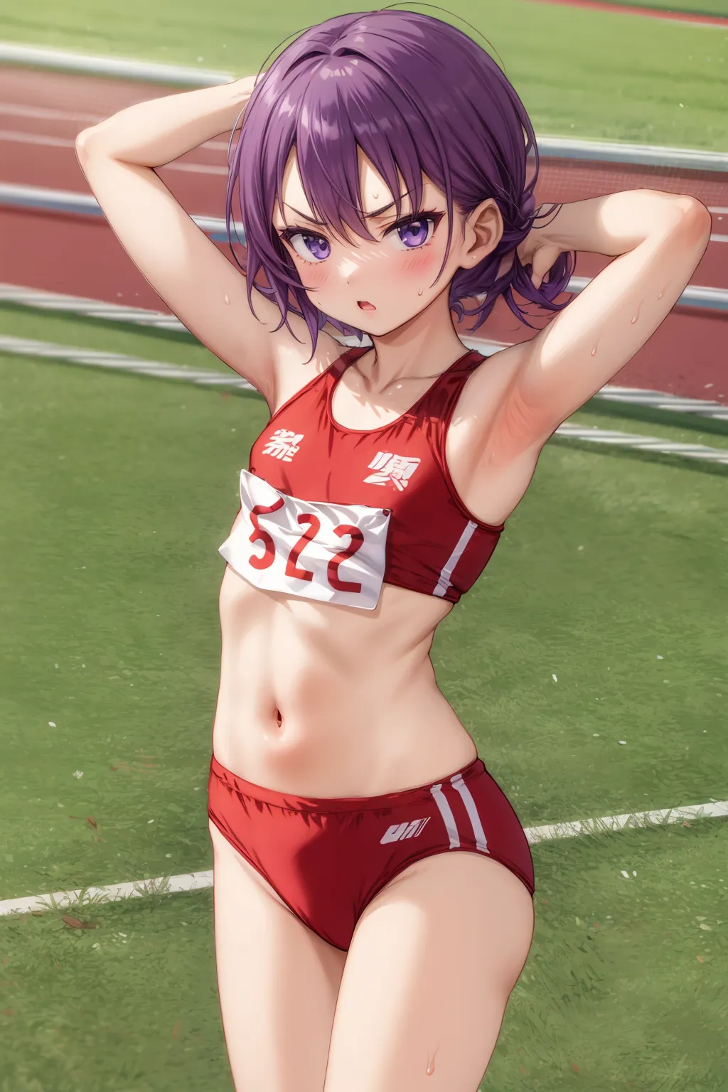 運動場やトラックの上で汗を流すエッチな美少女アスリートたちのAIエロ画像213枚まとめ！ 18枚目の画像です。