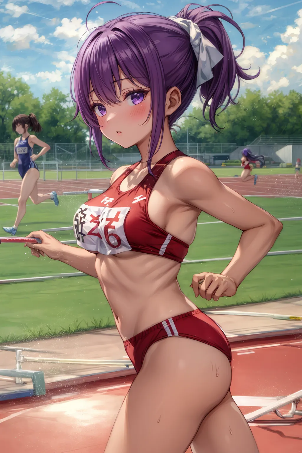 運動場やトラックの上で汗を流すエッチな美少女アスリートたちのAIエロ画像213枚まとめ！(4ページ目) 9枚目の画像です。