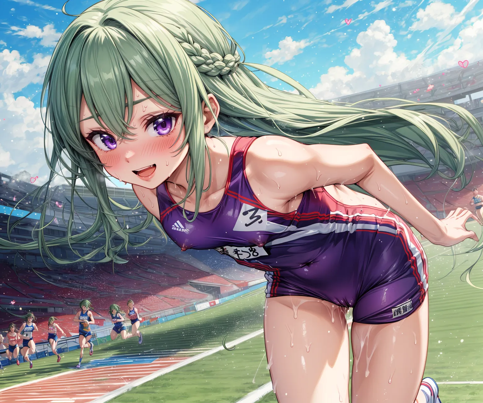 運動場やトラックの上で汗を流すエッチな美少女アスリートたちのAIエロ画像213枚まとめ！(4ページ目) 11枚目の画像です。