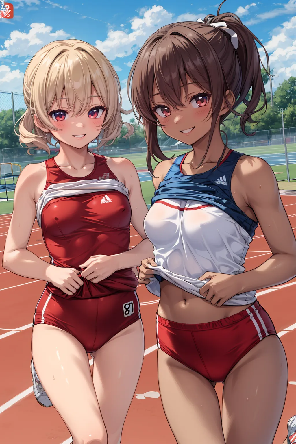 運動場やトラックの上で汗を流すエッチな美少女アスリートたちのAIエロ画像213枚まとめ！(4ページ目) 14枚目の画像です。