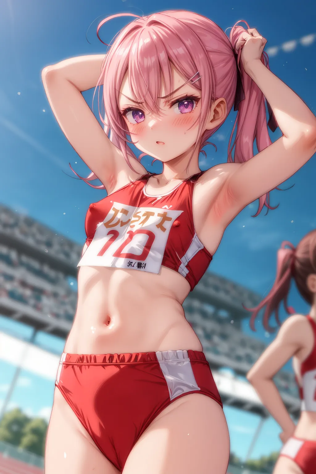 運動場やトラックの上で汗を流すエッチな美少女アスリートたちのAIエロ画像213枚まとめ！(4ページ目) 18枚目の画像です。
