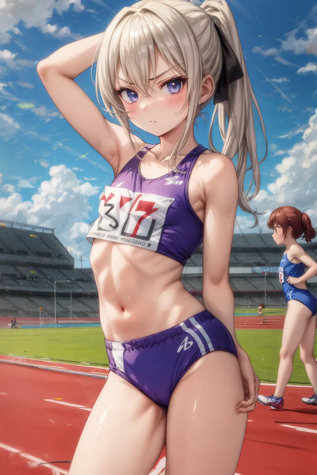 運動場やトラックの上で汗を流すエッチな美少女アスリートたちのAIエロ画像213枚まとめ！(4ページ目) 24枚目の画像です。