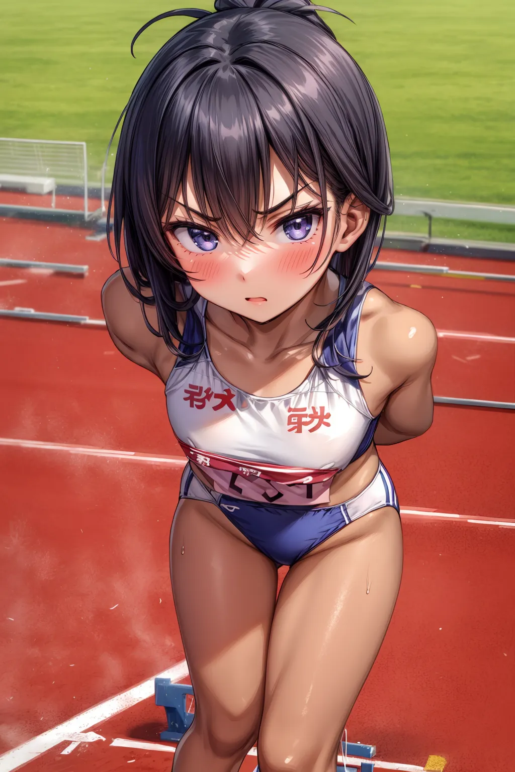 運動場やトラックの上で汗を流すエッチな美少女アスリートたちのAIエロ画像213枚まとめ！(4ページ目) 28枚目の画像です。