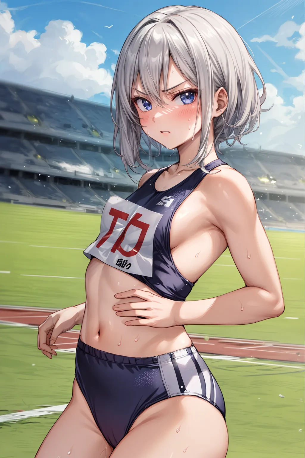 運動場やトラックの上で汗を流すエッチな美少女アスリートたちのAIエロ画像213枚まとめ！(4ページ目) 32枚目の画像です。