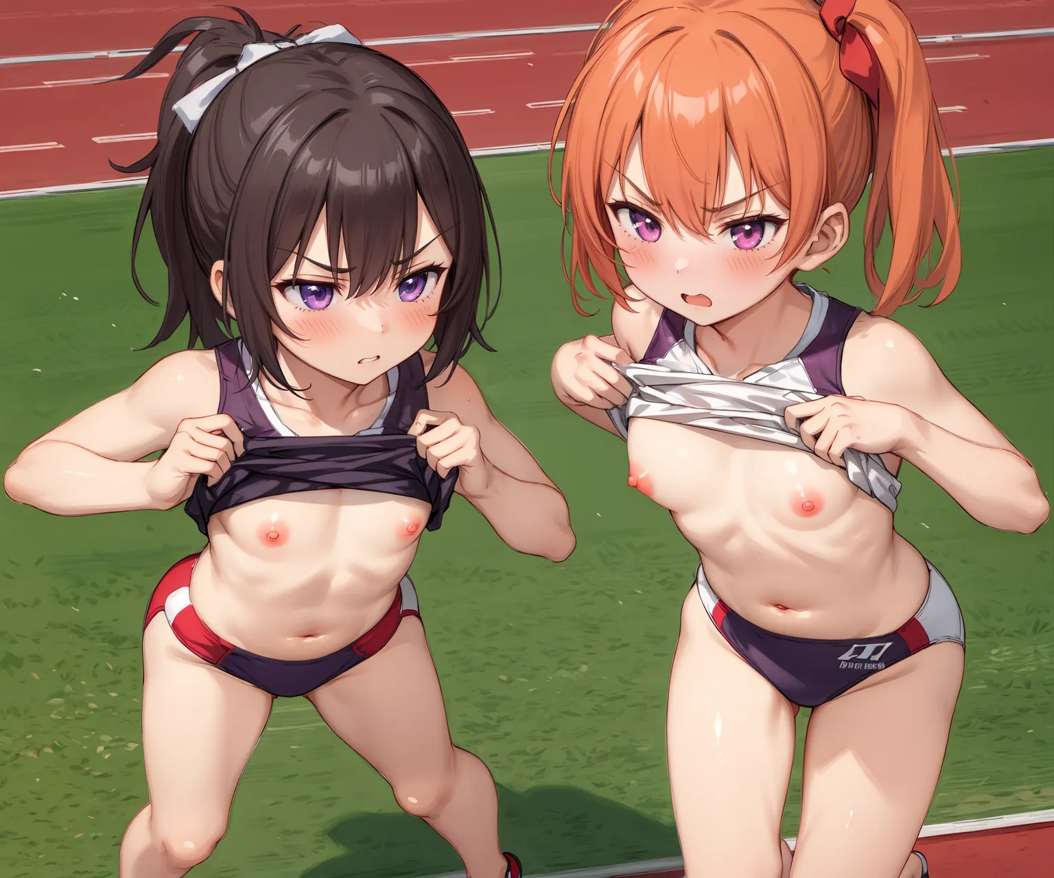 運動場やトラックの上で汗を流すエッチな美少女アスリートたちのAIエロ画像213枚まとめ！(5ページ目) 3枚目の画像です。