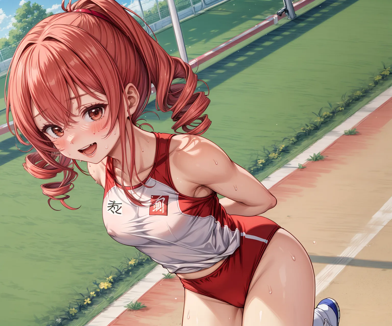 運動場やトラックの上で汗を流すエッチな美少女アスリートたちのAIエロ画像213枚まとめ！(5ページ目) 8枚目の画像です。