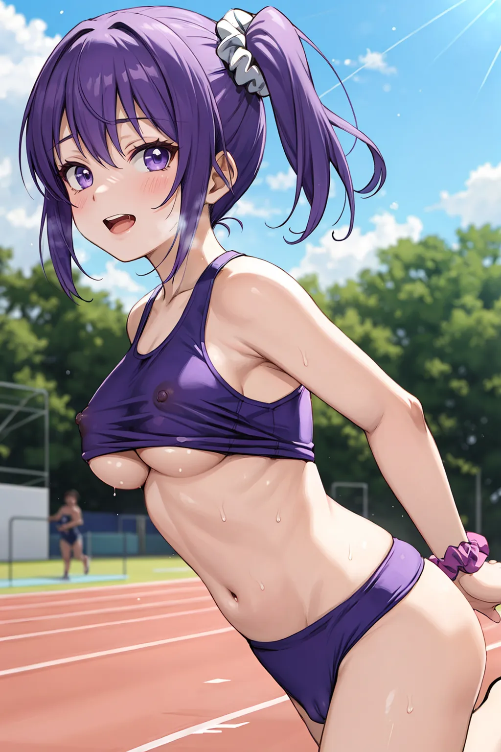 運動場やトラックの上で汗を流すエッチな美少女アスリートたちのAIエロ画像213枚まとめ！(5ページ目) 10枚目の画像です。