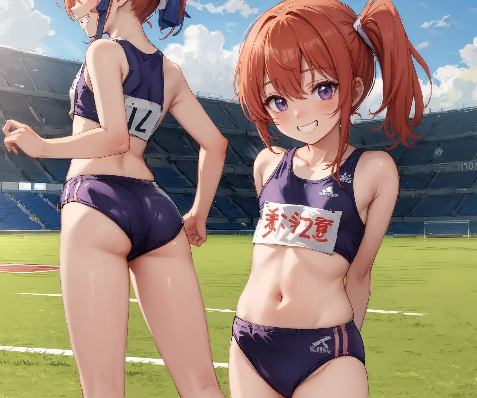 運動場やトラックの上で汗を流すエッチな美少女アスリートたちのAIエロ画像213枚まとめ！(5ページ目) 12枚目の画像です。