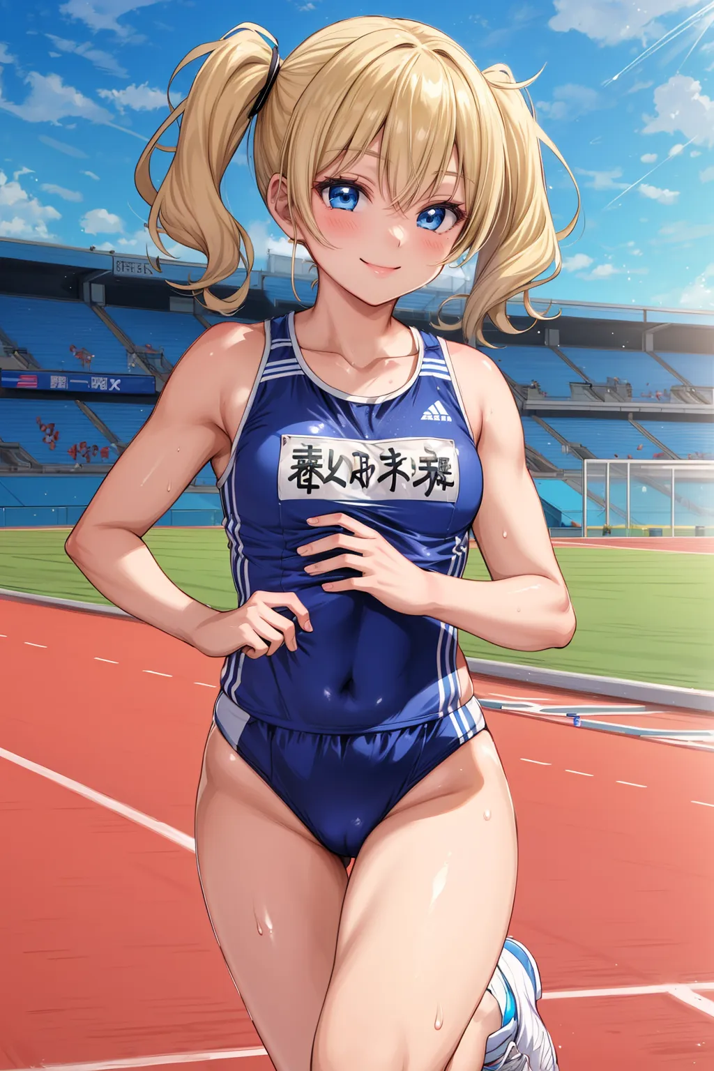 運動場やトラックの上で汗を流すエッチな美少女アスリートたちのAIエロ画像213枚まとめ！(5ページ目) 13枚目の画像です。