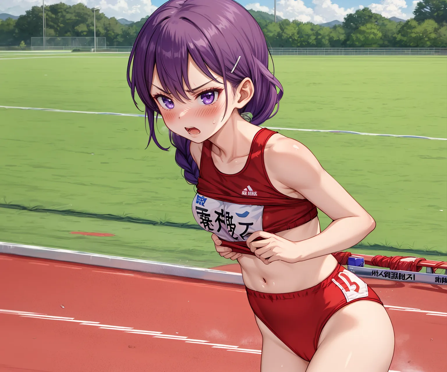 運動場やトラックの上で汗を流すエッチな美少女アスリートたちのAIエロ画像213枚まとめ！(5ページ目) 15枚目の画像です。
