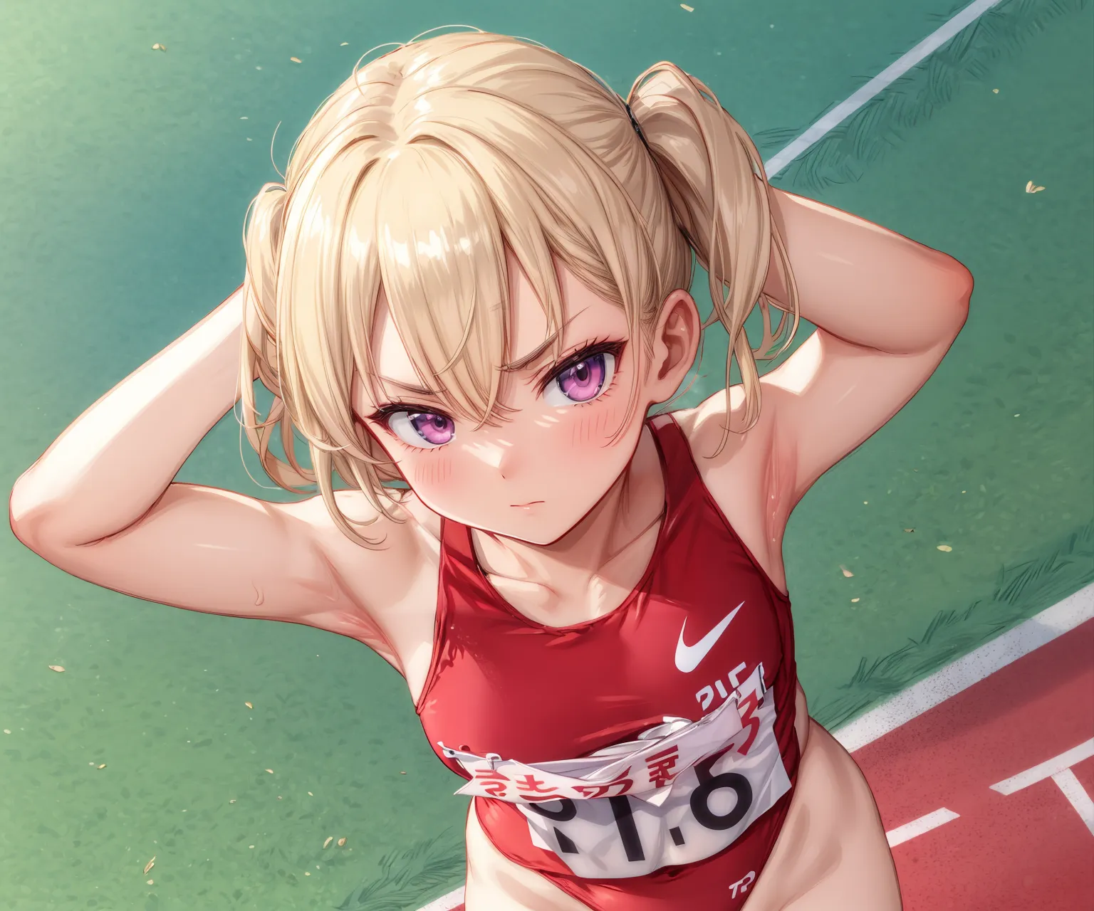 運動場やトラックの上で汗を流すエッチな美少女アスリートたちのAIエロ画像213枚まとめ！ 27枚目の画像です。
